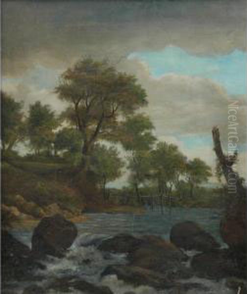 Stormy Landscape With Rapids Oil Painting by Jacob Van Ruisdael