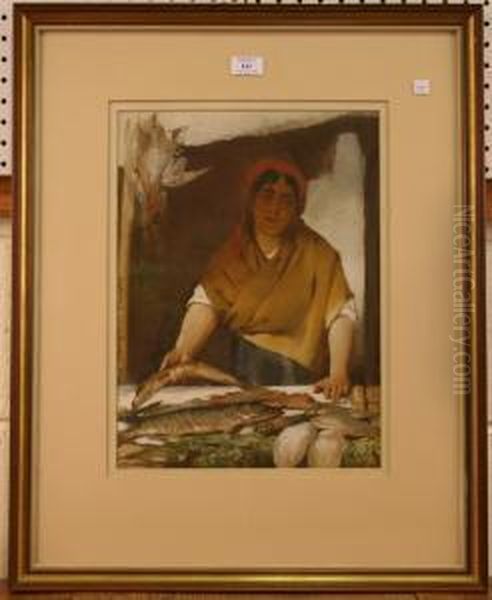 Half Length Portrait Of A Female Fishmonger Oil Painting by Horace Van Ruith