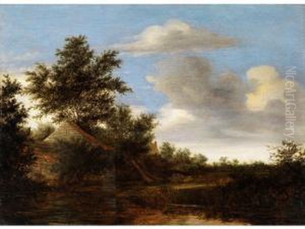 Hutte Hinter Weiden Oil Painting by Salomon van Ruysdael