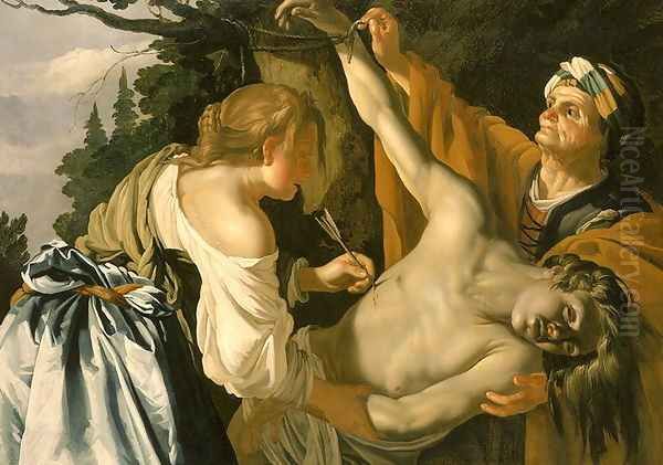 The Nursing of Saint Sebastian 1622 Oil Painting by Dirck Van Baburen