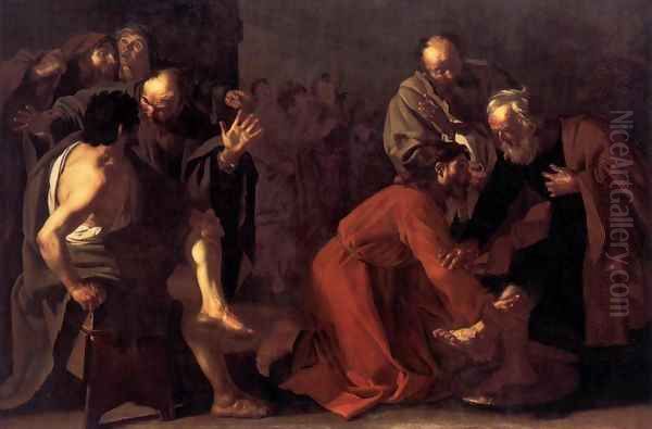 Christ Washing the Apostles Feet Oil Painting by Dirck Van Baburen