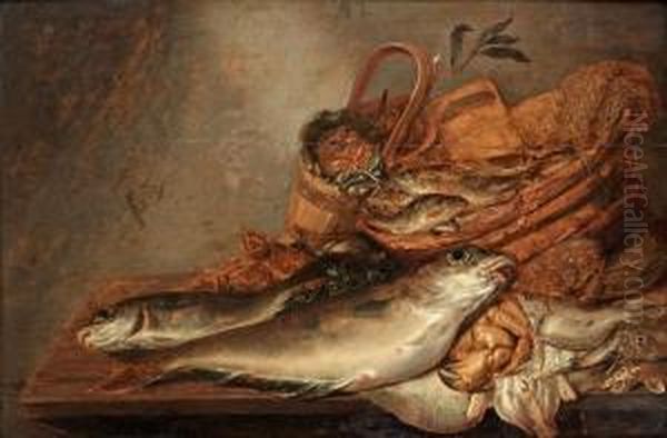 Still Life With Fish And Shellfish Oil Painting by Pieter Van Schaeyenborg