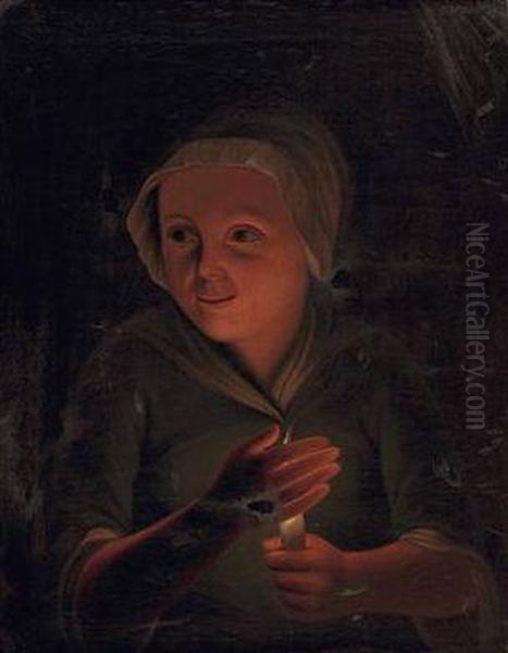 Madchen Mit Kerze Oil Painting by Godfried Schalcken