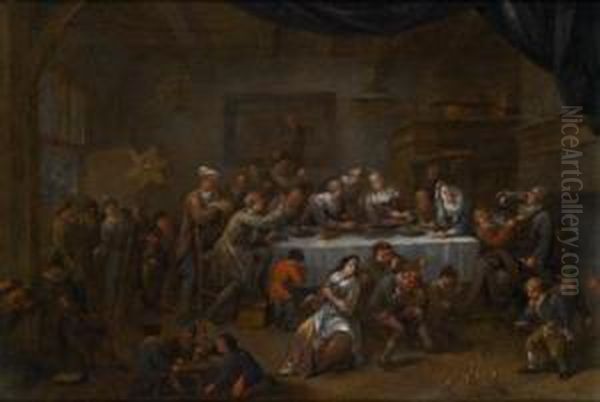 Das Fest Des Bohnenkonigs Oil Painting by Bernardus Van Schendel