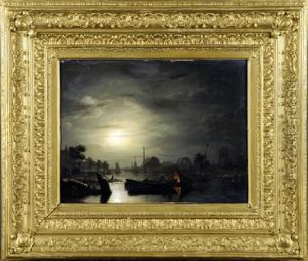 Clair De Lune Oil Painting by Petrus van Schendel