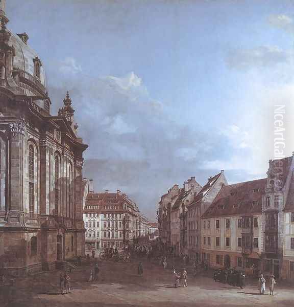 Dresden, the Frauenkirche and the Rampische Gasse 1749-53 Oil Painting by Bernardo Bellotto