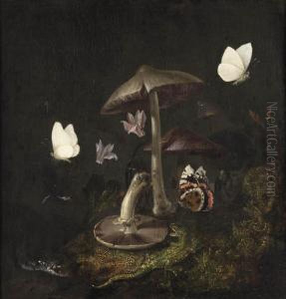 A 'sotto Bosco' Oil Painting by Otto Marseus Snuff. Van Schrieck