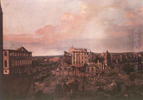 Dresden, the Ruins of the Pirnaische Vorstadt 1762-63 Oil Painting by Bernardo Bellotto