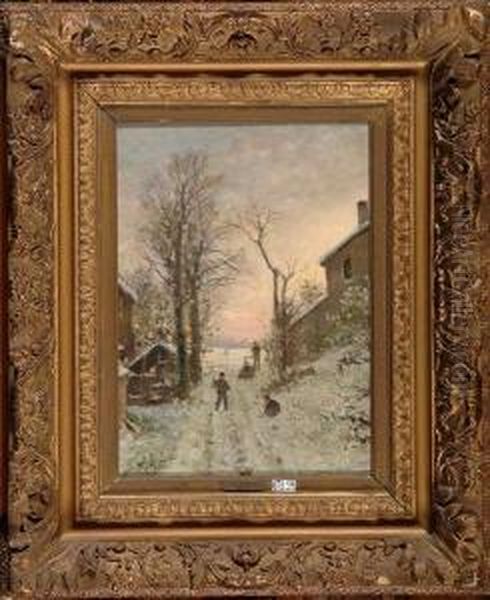 Jeux D'enfants Dans La Neige Oil Painting by Henri van Seben