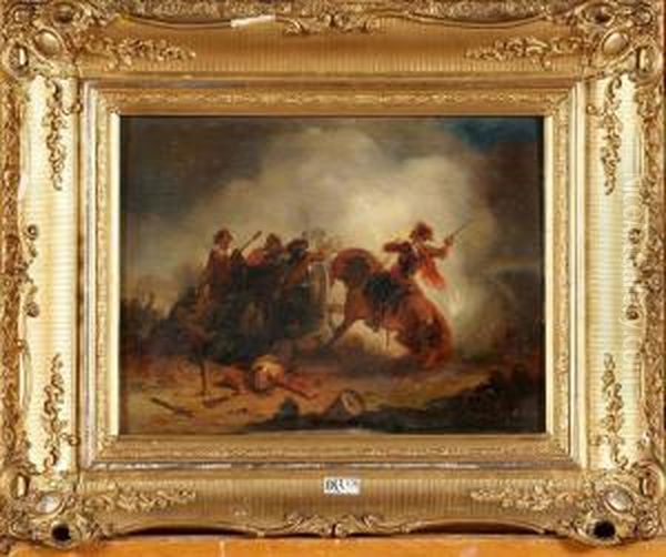 Combat Des Espagnols Oil Painting by Joseph Van Severdonck