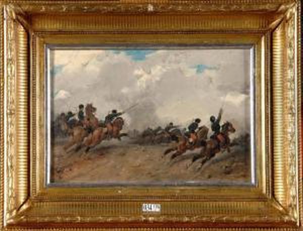 La Charge De La Cavalerie Oil Painting by Joseph Van Severdonck