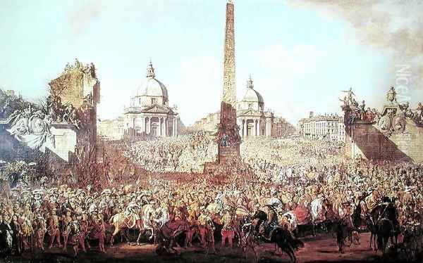 Entry into Rome of Jerzy Ossolinski Oil Painting by Bernardo Bellotto