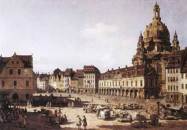 New Market Square in Dresden 1750 Oil Painting by Bernardo Bellotto