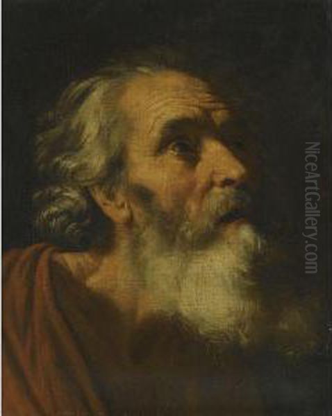 Study For The Head Of A Male Saint, Probably Saint Peter Oil Painting by Hendrick Zomeren Van Somer