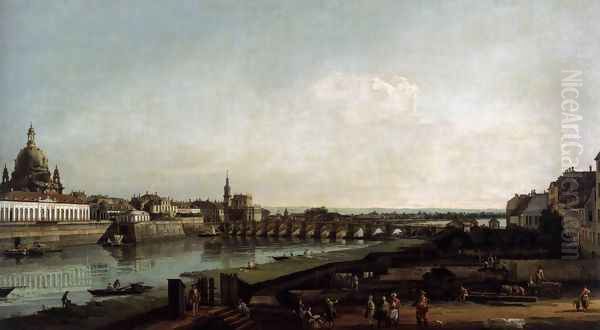 Dresden from the Right Bank of the Elbe, above the Augustusbrücke 1747 Oil Painting by Bernardo Bellotto