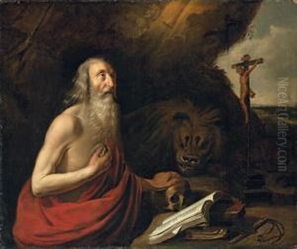 Saint Jerome In The Desert Oil Painting by Hendrick Zomeren Van Somer