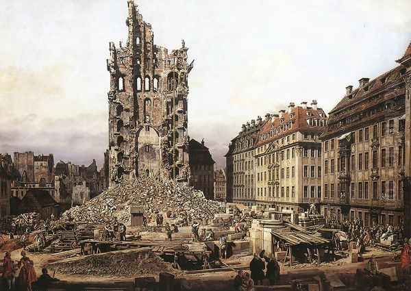 The Ruins of the Old Kreuzkirche in Dresden 1765 Oil Painting by Bernardo Bellotto