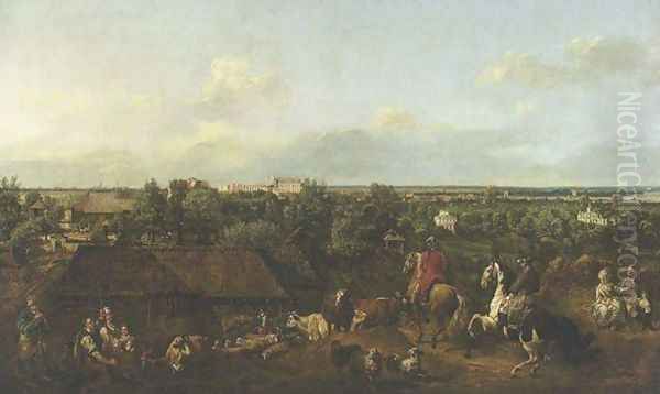 View of Ujazdow and Lazienki Palace Oil Painting by Bernardo Bellotto