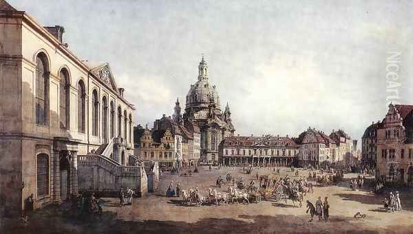 New Market Square in Dresden from the Jüdenhof 1749-51 Oil Painting by Bernardo Bellotto