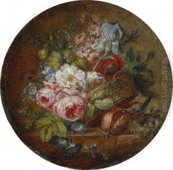 Stillleben Mit Blumenkorb Oil Painting by Cornelis van Spaendonck