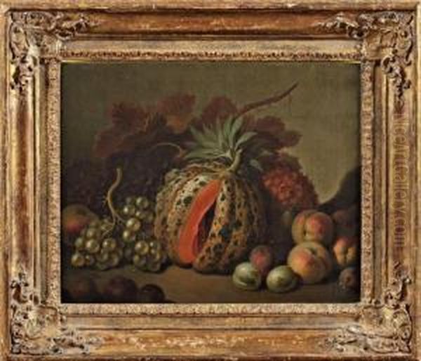 Nature Morte Au Melon Et A L'ananas Oil Painting by Gerard Van Spaendonck