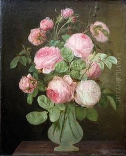 Bouquet De Roses Dans Un Vase Oil Painting by Gerard Van Spaendonck