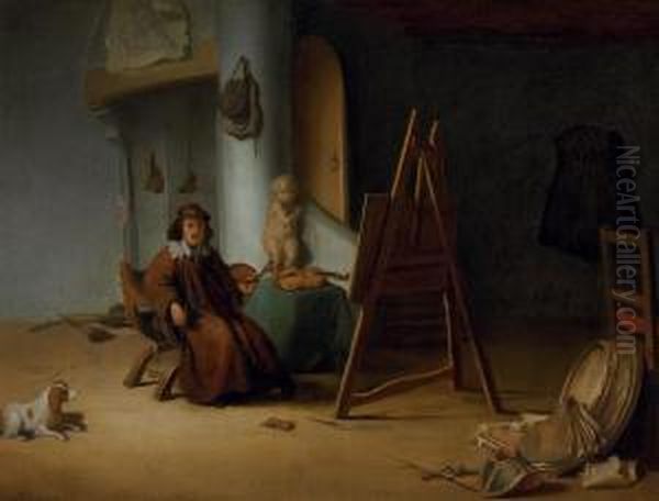 An Artist In His Studio Oil Painting by Jacob van Spreeuwen