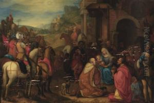 The Adoration Of The Magi Oil Painting by Adriaan van Stalbemt