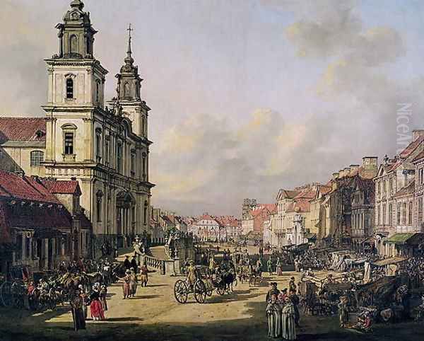 View of Krakowskie Przedmiescie from Ulica Nowy Swiat, Warsaw, 1778 Oil Painting by Bernardo Bellotto