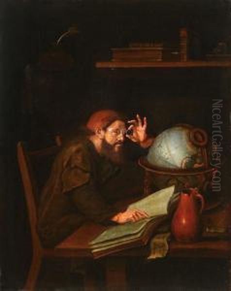 An Astronomer In His Study Oil Painting by An Adriansz Van Staveren