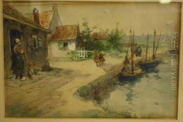 Vissersdorpje Oil Painting by Hendrik Van Steenwijk