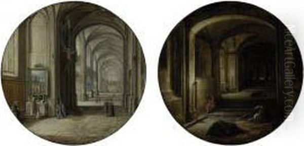 A Church Interior; And 'the Vaults' Oil Painting by Hendrick van, the Younger Steenwyck