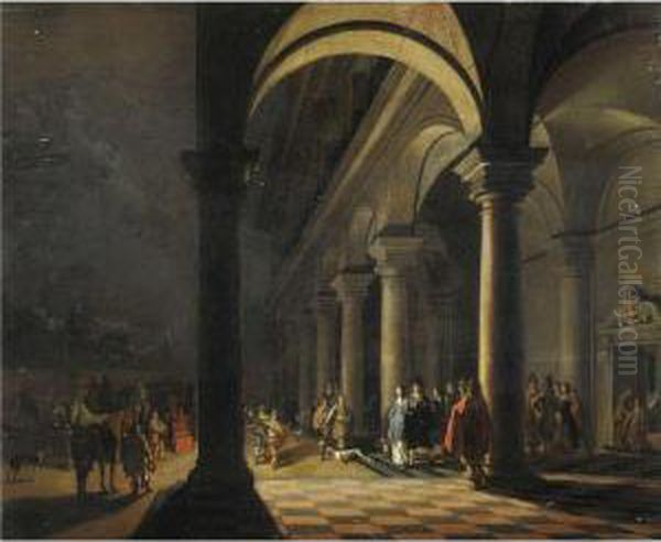 Notturno Con Partenza Da Palazzo Oil Painting by Hendrick van, the Younger Steenwyck