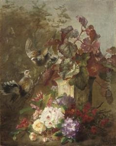 Flowers In An Oriental Vase Oil Painting by Alida Elisabeth Van Stolk