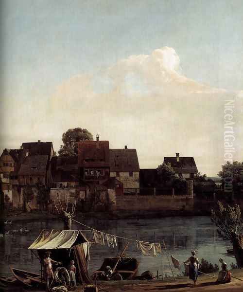 Pirna Seen from the Harbour Town (detail) 1753-55 Oil Painting by Bernardo Bellotto