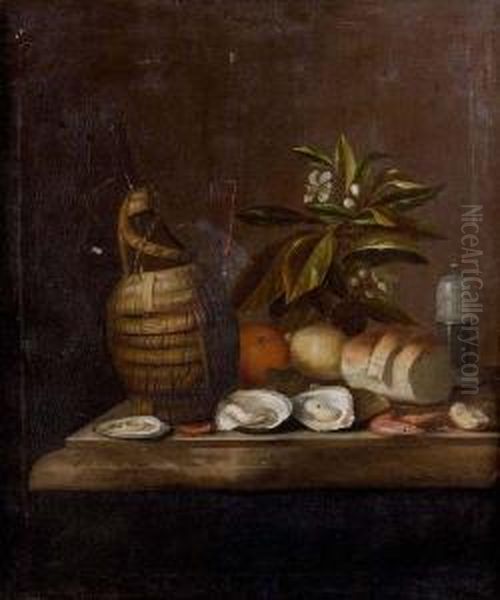 Nature Morte Aux Huitres Sur Un Entablement Oil Painting by Juriaen van Streeck