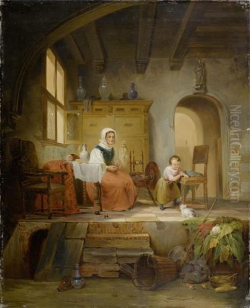 In The Kitchen Oil Painting by Abraham van, I Strij