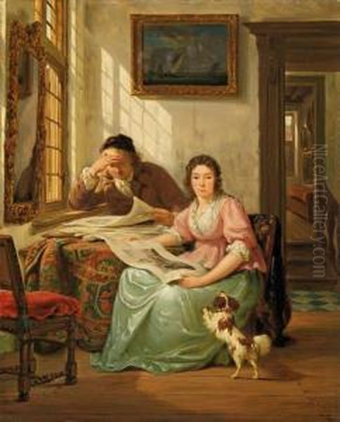 Interieur Mitkunstsammler Und Seiner Frau Oil Painting by Abraham van, I Strij