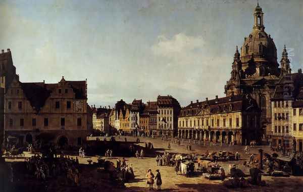 View Of The New Market In Dresden Oil Painting by Bernardo Bellotto