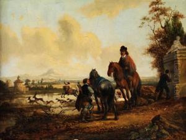 Landschaft Mit Reitern Oil Painting by Jacob Van Stry