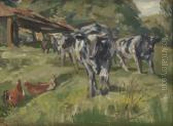 La Sortiedes Vaches Oil Painting by Guillaume Van Strydonck