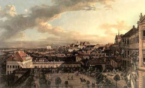 View of Warsaw from the Terrace of the Royal Castle in Warsaw Oil Painting by Bernardo Bellotto