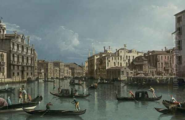 Grand Canal, Looking North from the Palazzo Contarini Dagli Scrigni to the Palazzo Rezzonico Oil Painting by Bernardo Bellotto