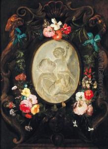 Vierge A L'enfant Dans Un Medaillon Oil Painting by Jan Philip van Thielen