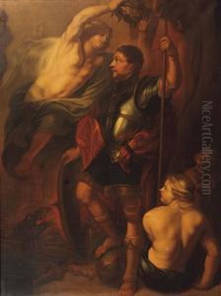 Saint George Crowned With Laurels 
 Oil On Canvas Oil Painting by Theodor Van Thulden