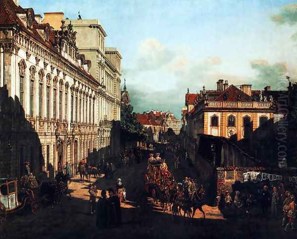 Miodowa Street (Warsaw) Oil Painting by Bernardo Bellotto