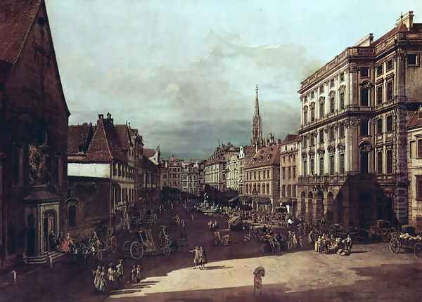 View from Vienna, flour market of Southwest northeast view Oil Painting by Bernardo Bellotto