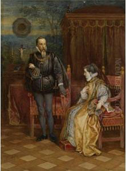 The Duke Of Alba And Margaret Of Parma Oil Painting by Hendrik Albert Van Trigt