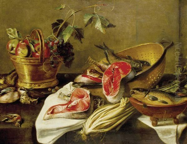 Nature Morte Au Saumon Oil Painting by Adriaen van Utrecht