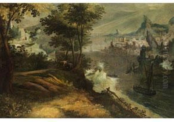 Landschaft Mit Flussmundung Und Stadt An Einer Meeresbucht Oil Painting by Lucas van Valckenborch